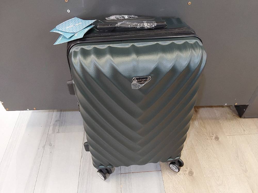VALISE MM VERT FONCE - MADISSON - 100% ABS - DOUBLE ROULETTES (93503)