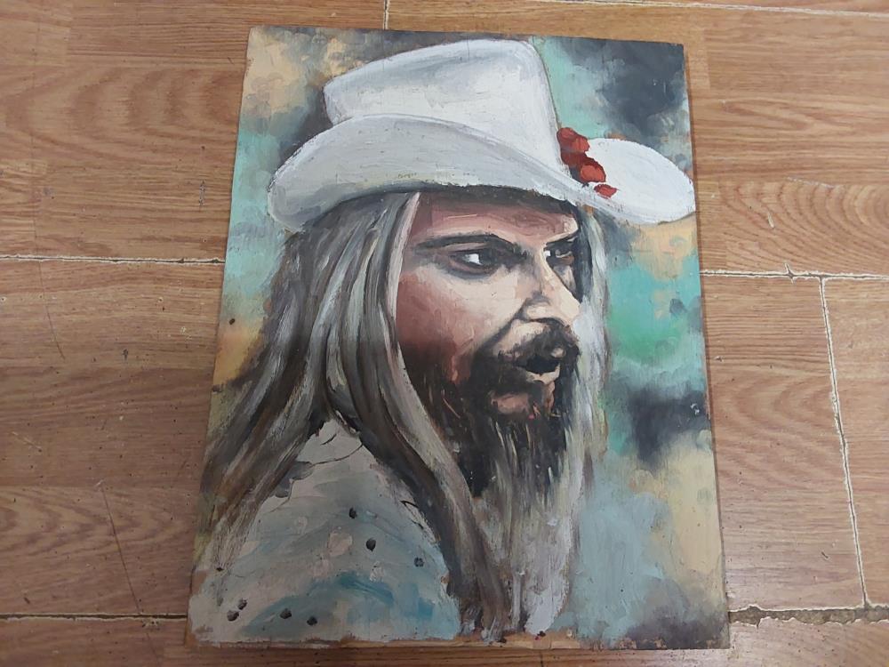 TABLEAU RECTO VERSO PORTRAIT OU MAISON EN FORET SANS CADRE