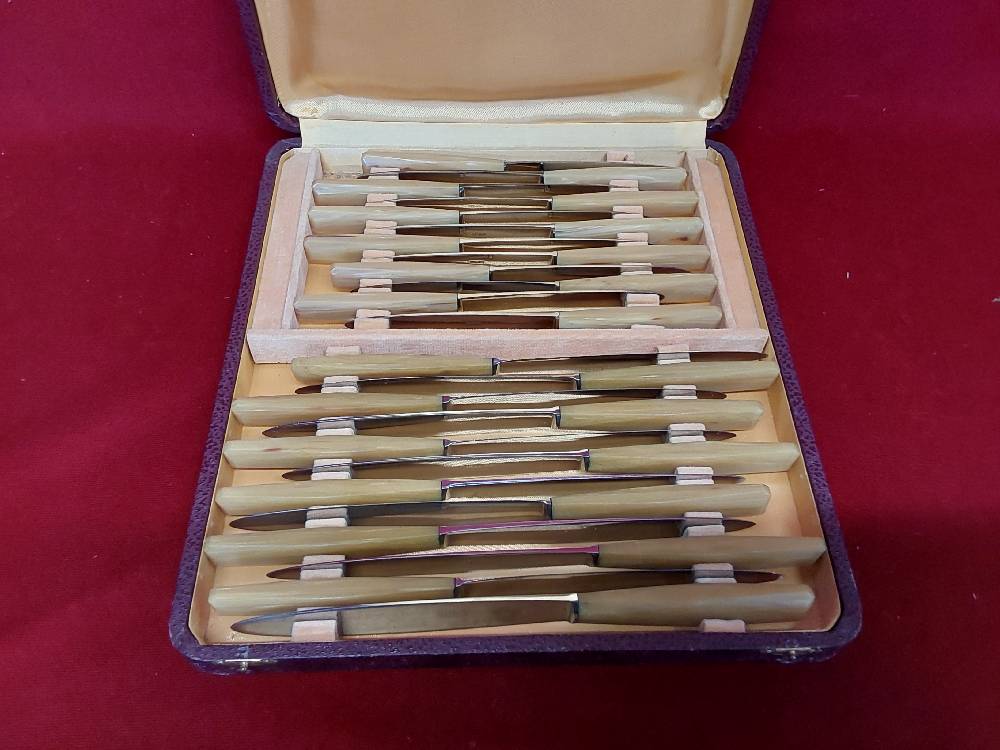 COFFRET DE 12 COUTEAUX GM + 12 COUTEAUX PM MANCHES BAKELITE