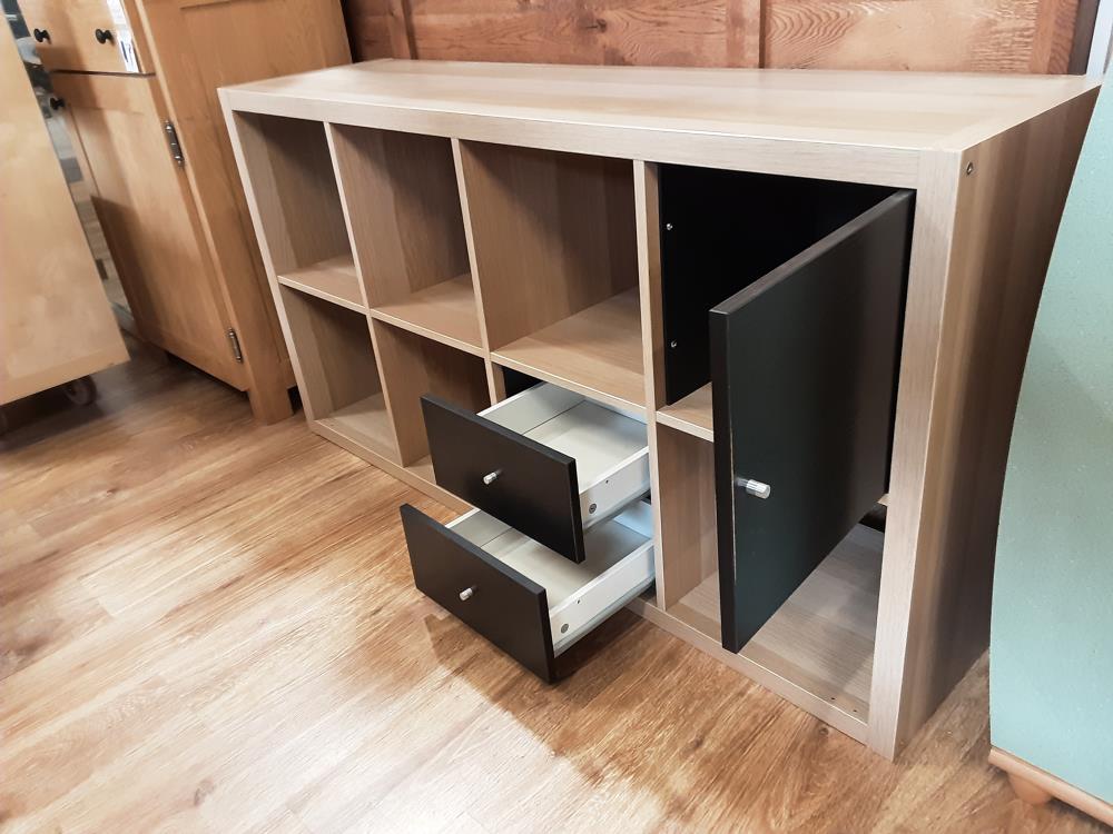 ETAGERE CUBE 1 PORTE 2 TIROIRS COLORIS BRUN ET NOIRE