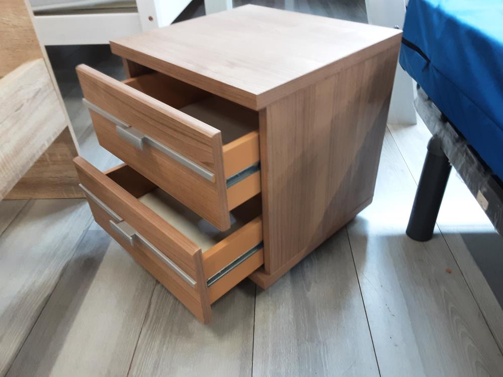 CHEVET 2 TIROIRS COLORIS BRUN ET GRIS