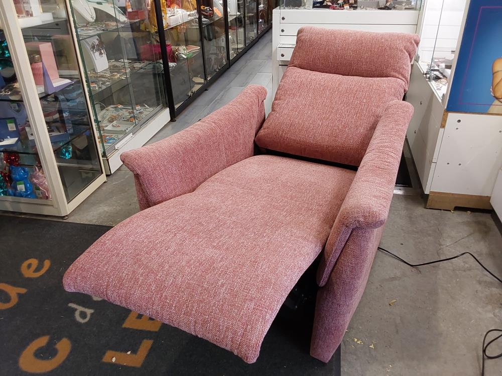 FAUTEUIL RELAX ELECTRIQUE RELEVEUR TISSUS ROSE  2 MOTEURS