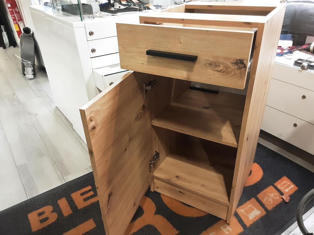 MEUBLE DE CUISINE 1 PORTE 1 TIROIR COLORIS BOIS SANS PLN DE TRAVAIL