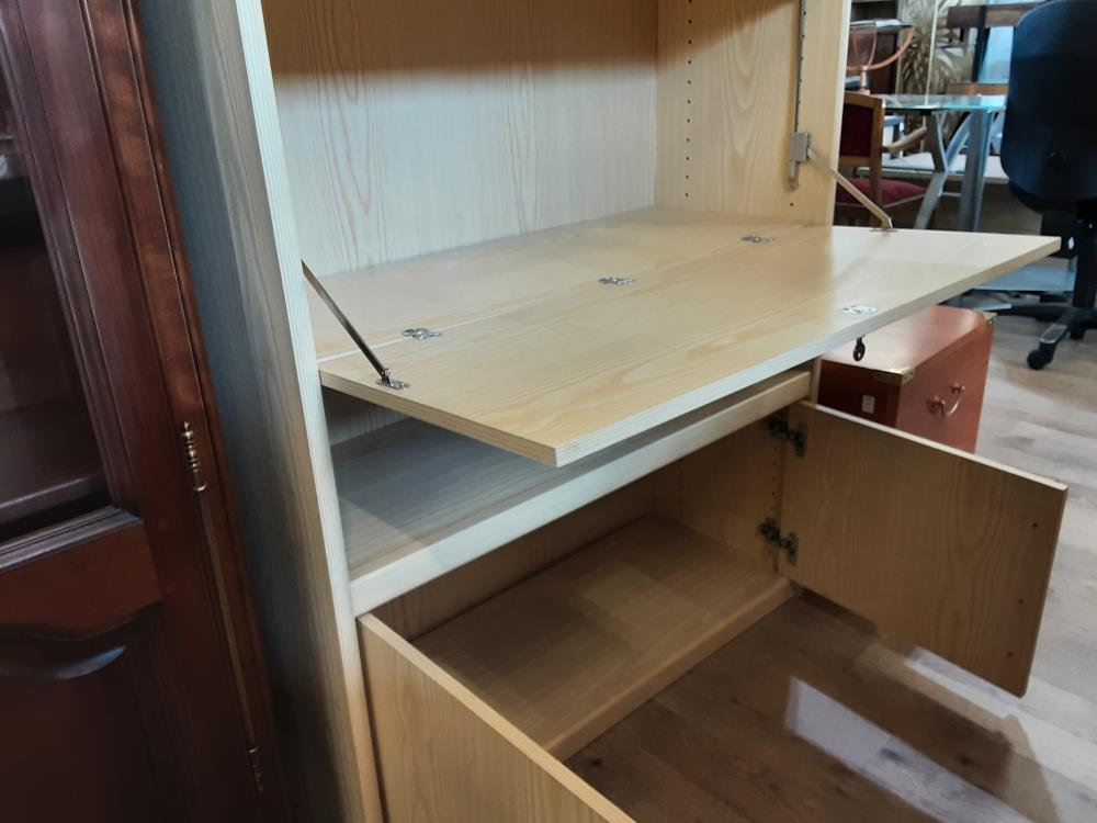 BIBLIOTHEQUE 4 PORTES+ NICHES COLORIS BOIS CLAIR