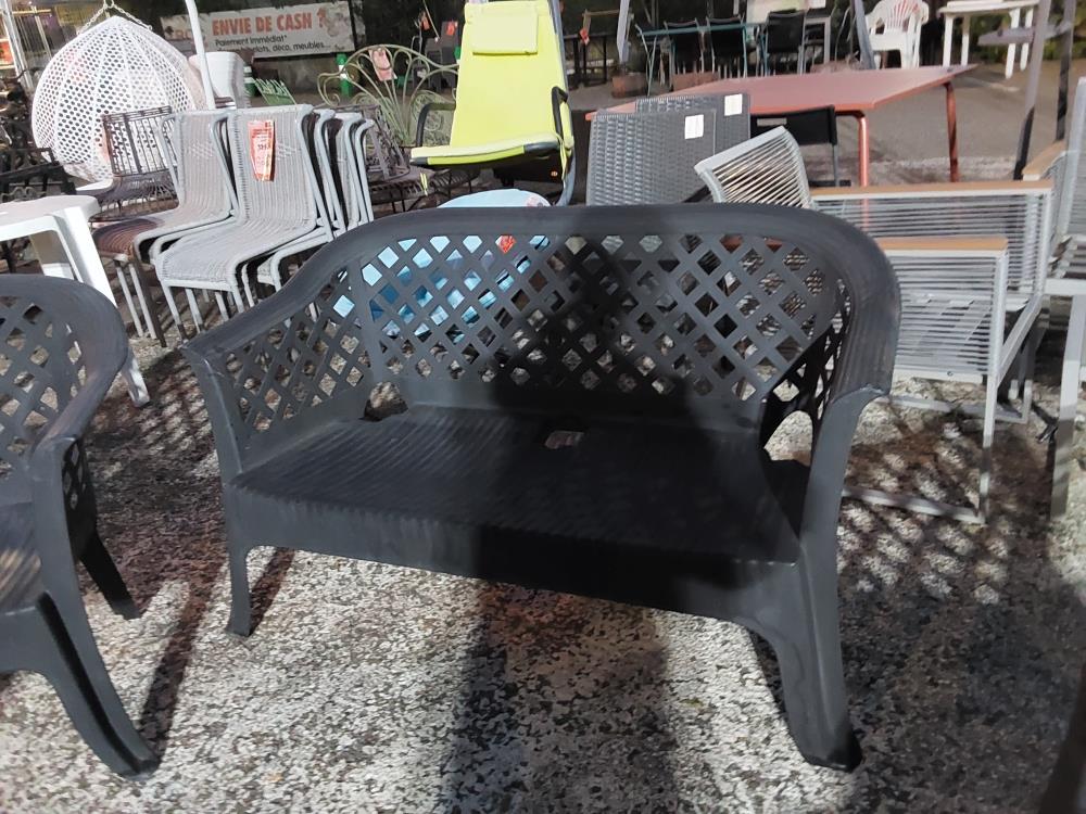 BANC + 4 FAUTEUILS PVC ANTHRACITE