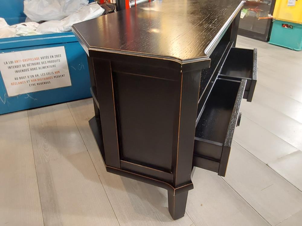 MEUBLE TV BOIS COLORI NOIR 2 TIROIRS 1 NICHE