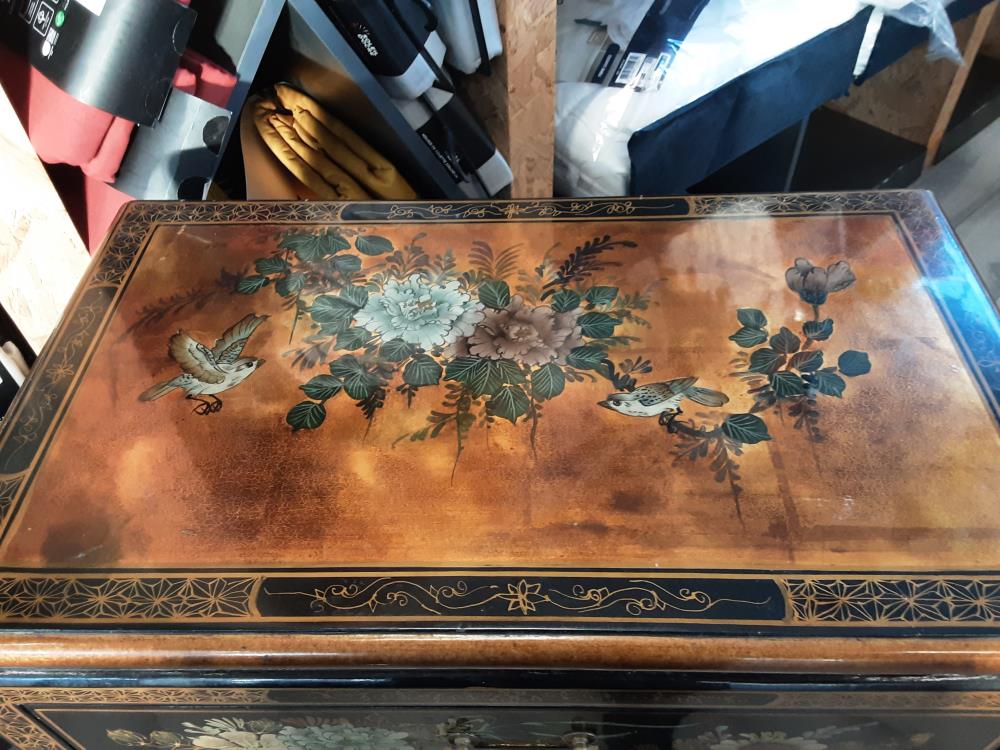 MEUBLE BAS 2 PORTES 1 TIROIR DECOR ASIATIQUE