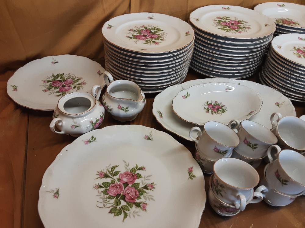 SERVICE DE TABLE BAVARIA BORDURE DORÉE FLEURS ROSES 70PCS