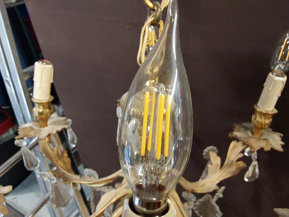 LUSTRE A PAMPILLES 6 FEUX BRONZE