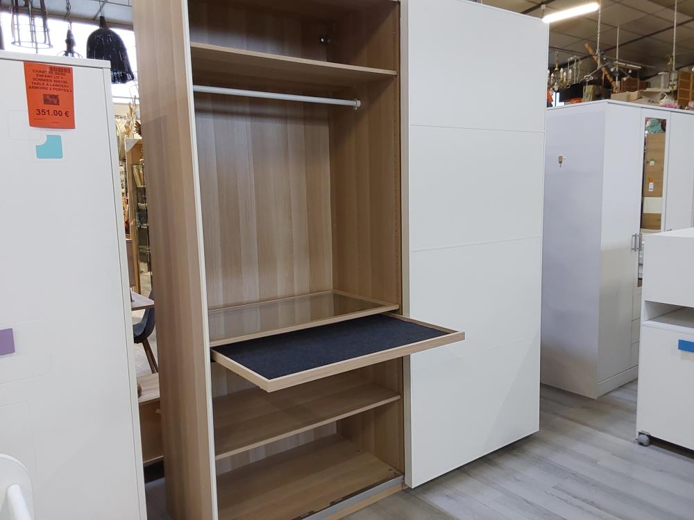 ARMOIRE 2 PORTES COULISSANTES DONT 1 MIROIR AVEC AMENAGEMENT INTERIEUR