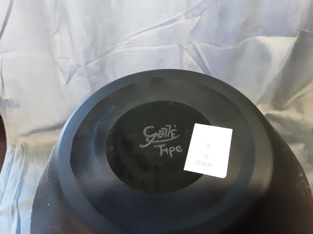 VASE HAUT STYLE GALLÉ MOTIF OISEAU FLEURS SUR FOND JAUNE H.44CM (GV-74)