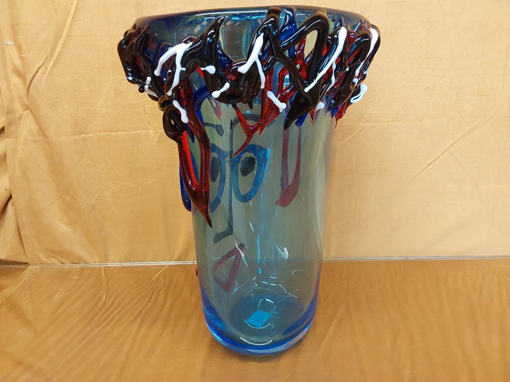 VASE STYLE MURANO VISAGE BLEU H.32.54CM (MG-205)