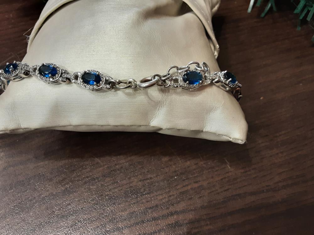 BRACELET ARGENT PIERRES BLEUES ET STRASS