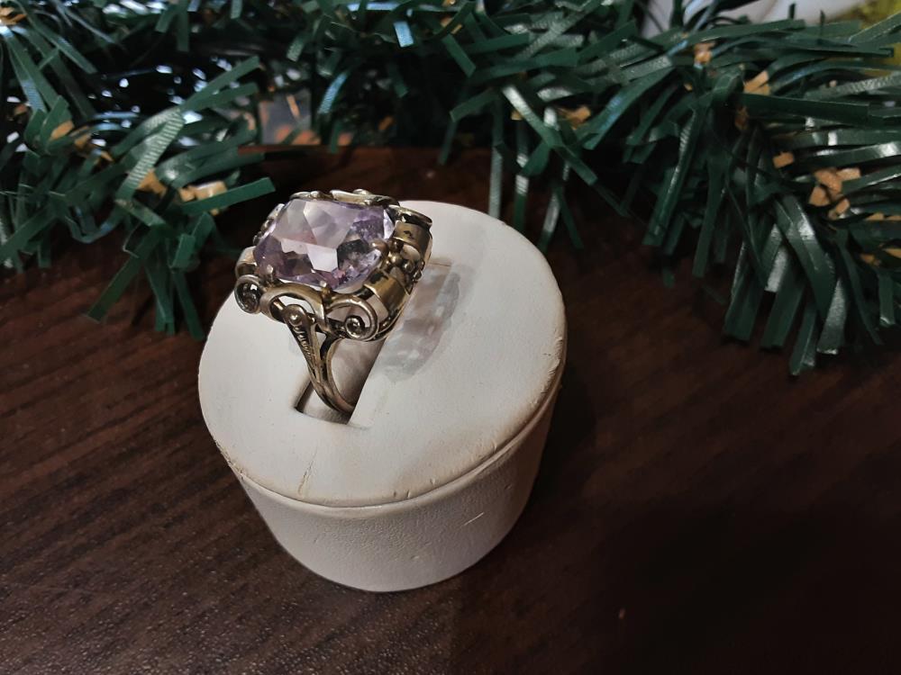 BAGUE ARGENT PIERRE VIOLETTE