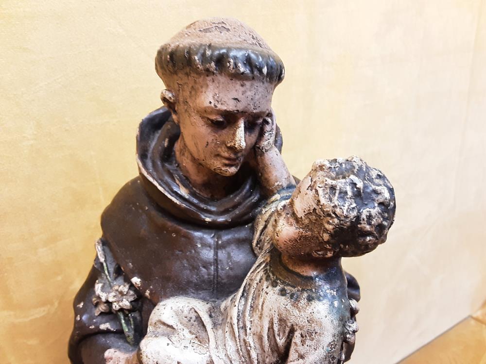 STATUETTE ST ANTOINE ET L'ENFANT EN PLATRE