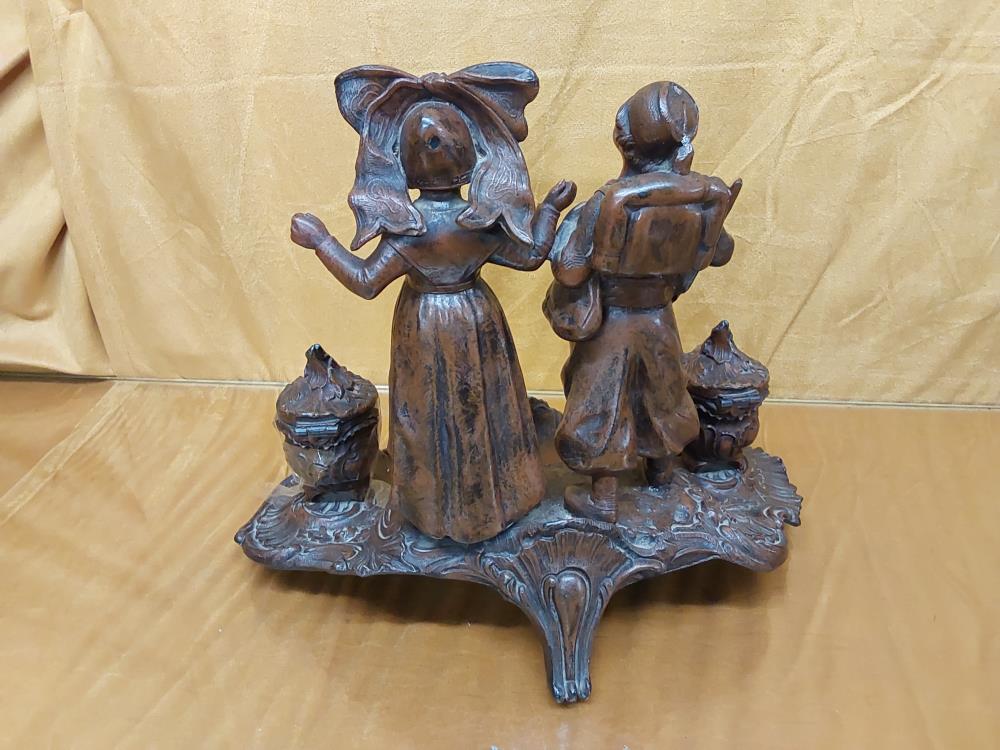 ENCRIER STATUETTES ALSACIENNES RÉGULE SIGNÉ A.BOSSU