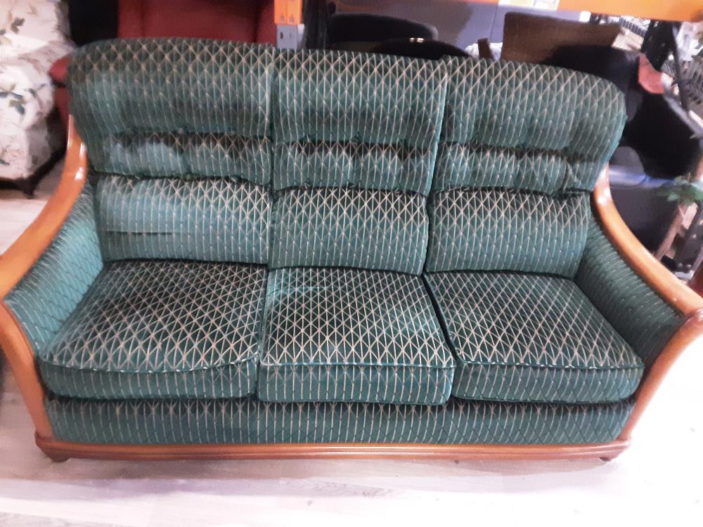 CANAPE EN CUIR VERT 3 PLACES CONVERTIBLE