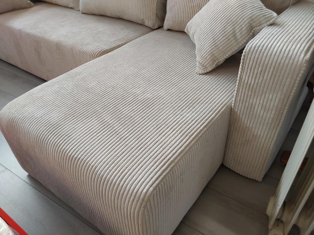 CANAPE TOPAZE (BMEQQERFTCS-HJ) 4 PLACES - ANGLE REVERSIBLE - CONVERTIBLE - VELOURS COTELE BEIGE