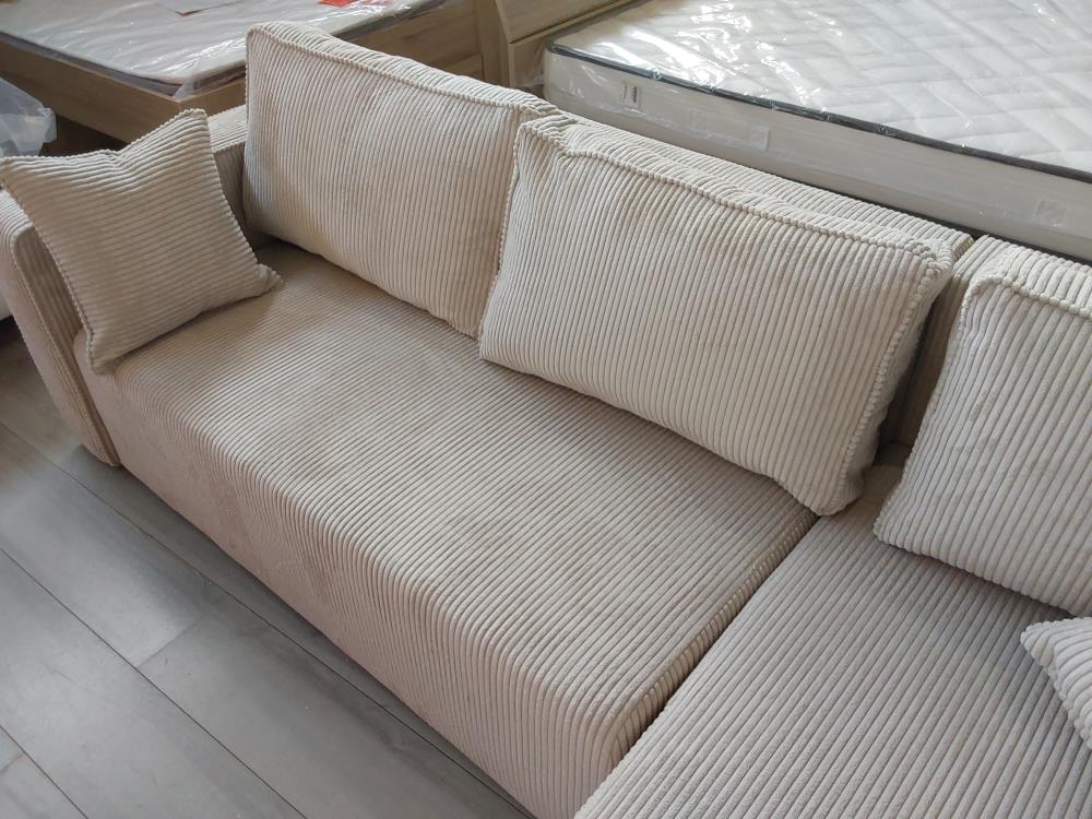 CANAPE TOPAZE (BMEQQERFTCS-HJ) 4 PLACES - ANGLE REVERSIBLE - CONVERTIBLE - VELOURS COTELE BEIGE