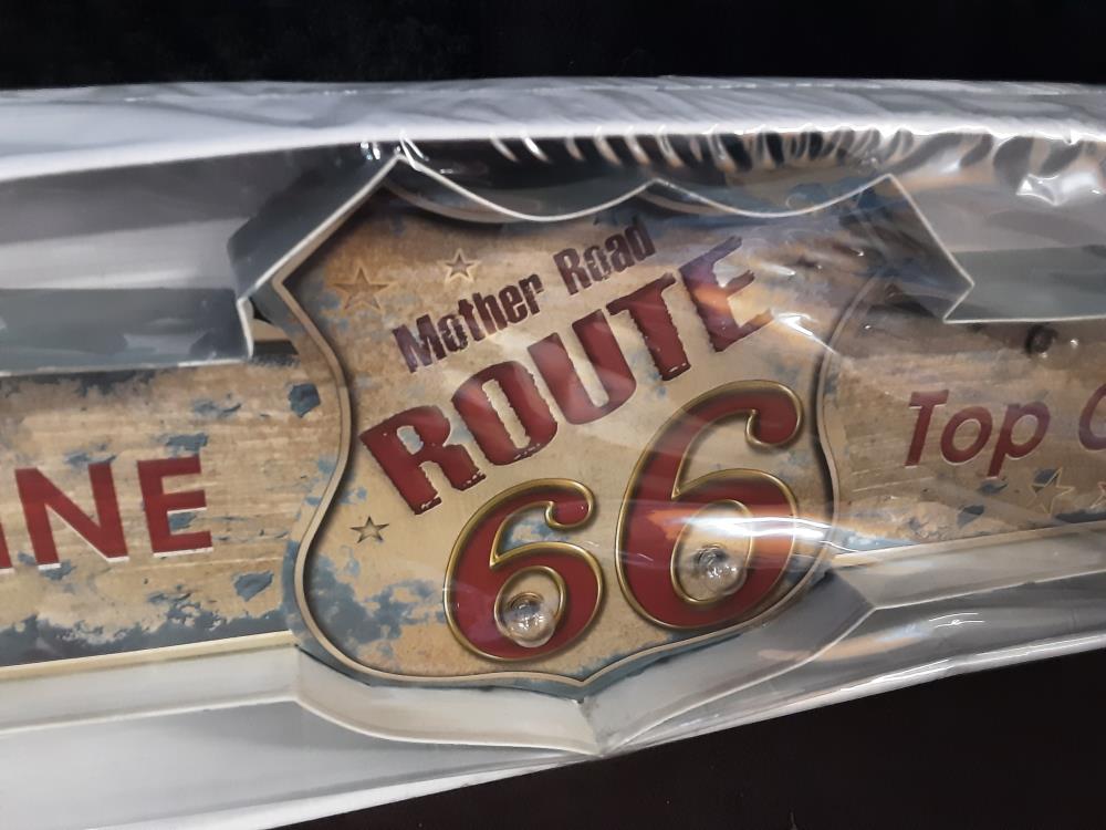 DECO LUMINEUSE A PILES EN METAL ROUTE 66