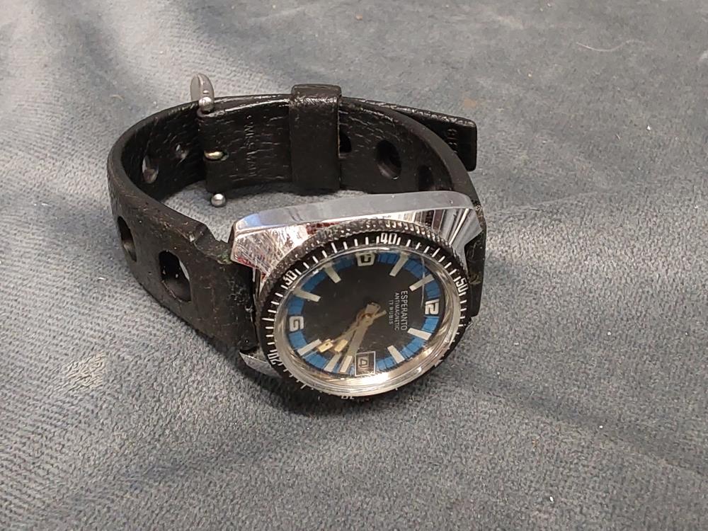 MONTRE AUTOMATIC ESPERANTO CADRAN BLEU ET NOIR BRACELET NOIR