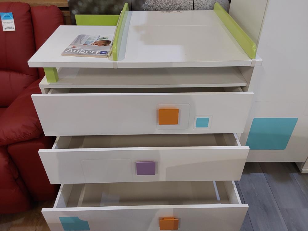 COMMODE 3T TABLE A LANGER AVEC PETIT MEUBLE A ETAGERES MOBILE VERT