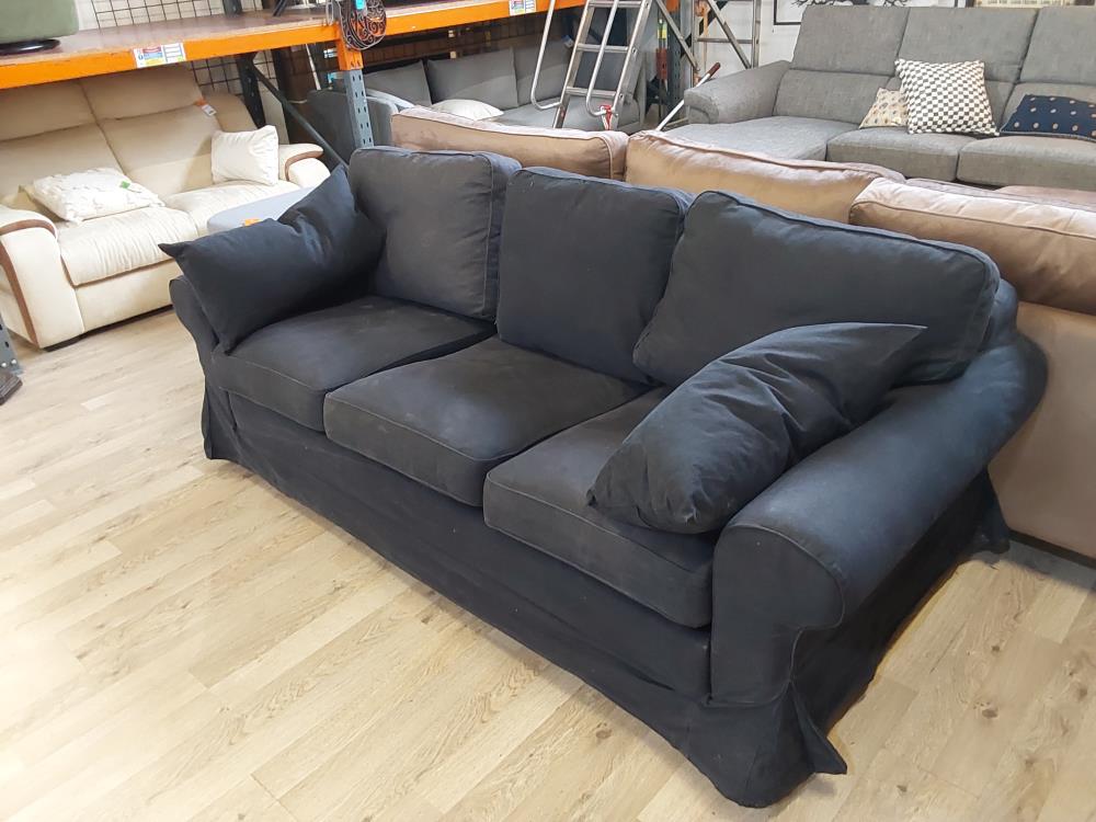 CANAPÉ 3 PLACES CONVERTIBLE TISSUS NOIR