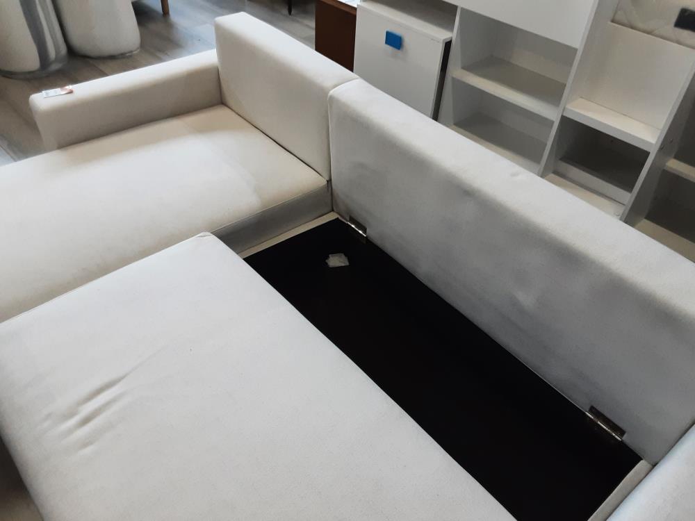 CANAPÉ D'ANGLE CONVERTIBLE+RÉVERSIBLE BEIGE - 2 COLIS (1170329-30/144301-02) 2ÈME CHOIX