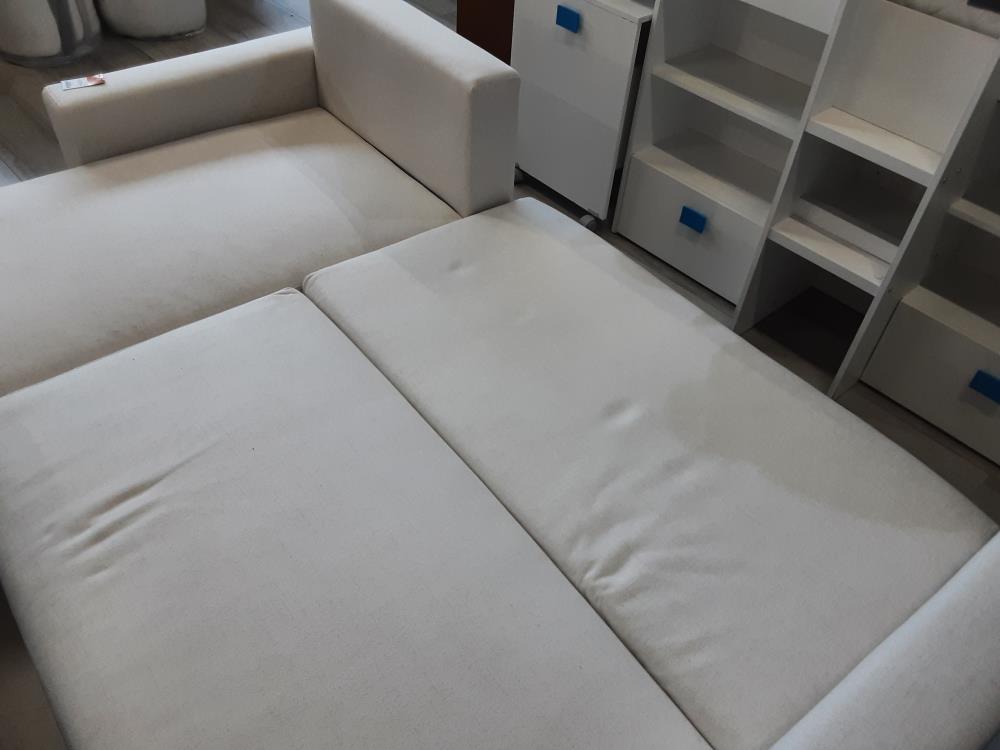 CANAPÉ D'ANGLE CONVERTIBLE+RÉVERSIBLE BEIGE - 2 COLIS (1170329-30/144301-02) 2ÈME CHOIX