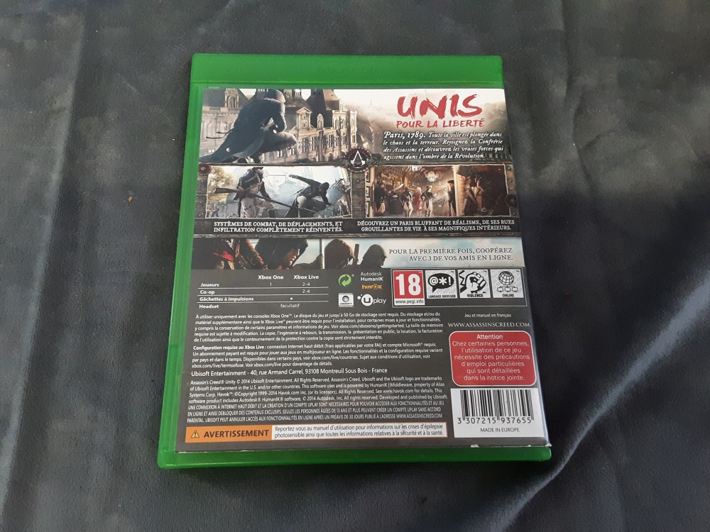 JEU XBOX ONE ASSASSIN'S CREED UNITY