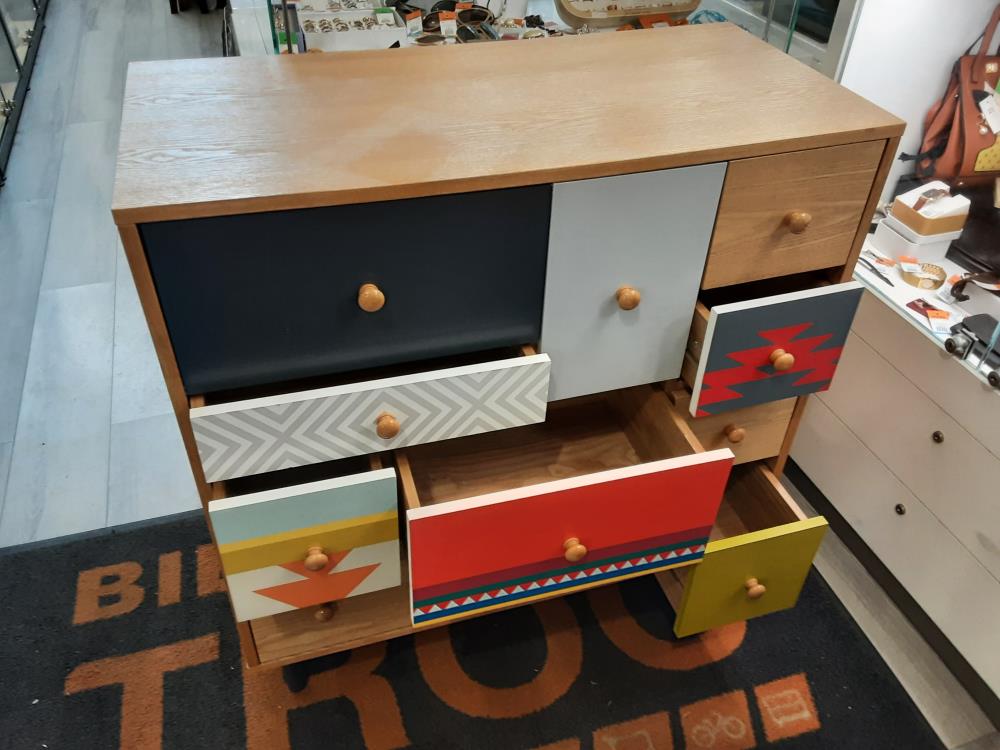 COMMODE BOIS 10 TIROIRS COLORÉS MAISON DU MONDE