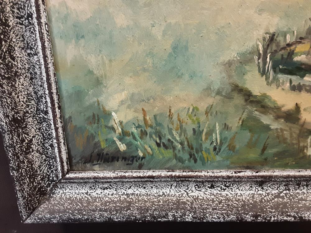 TABLEAU FORET AVEC UNE MARE SIGNE