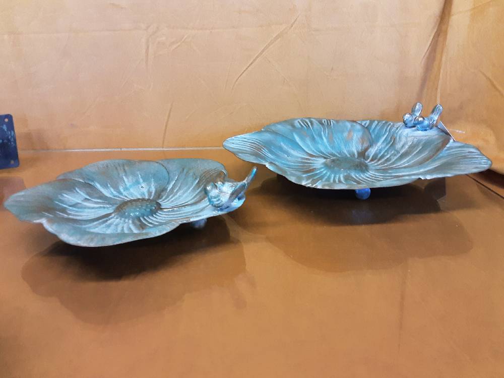 LOT DE 2 COUPELLES VERTES METAL POUR OISEAUX (TZ-62)