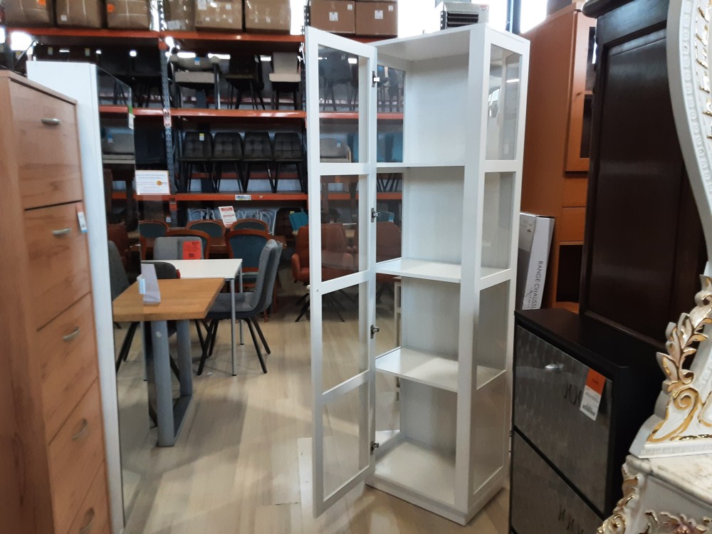 VITRINE ARLES 52A - 003643 - MDF 1 PORTE COLORIS BLANC (2 COLIS)