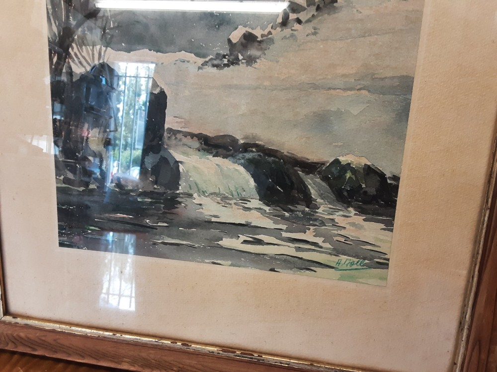 TABLEAU AQUARELLE PAYSAGE ENNEIGÉ