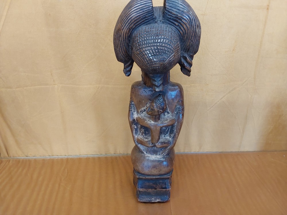 STATUE MERE ET ENFANT AFRICAINS EN BOIS