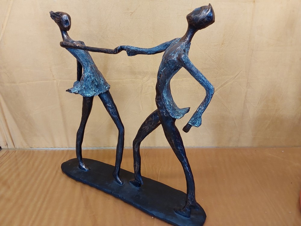 STATUE COUPLE DANSEURS EN RESINE