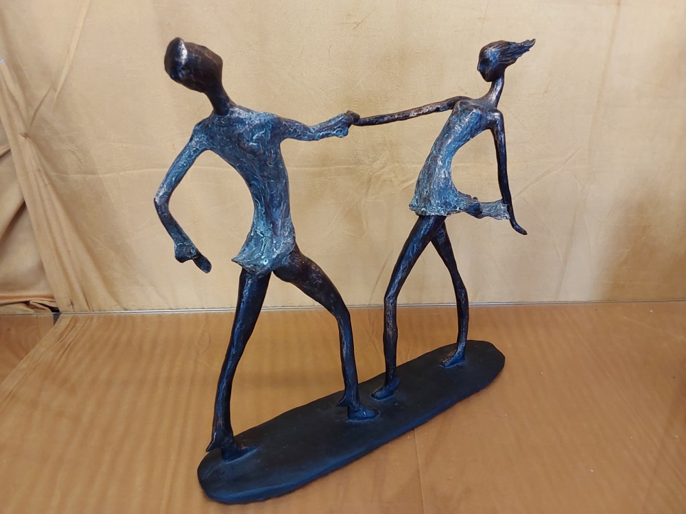 STATUE COUPLE DANSEURS EN RESINE