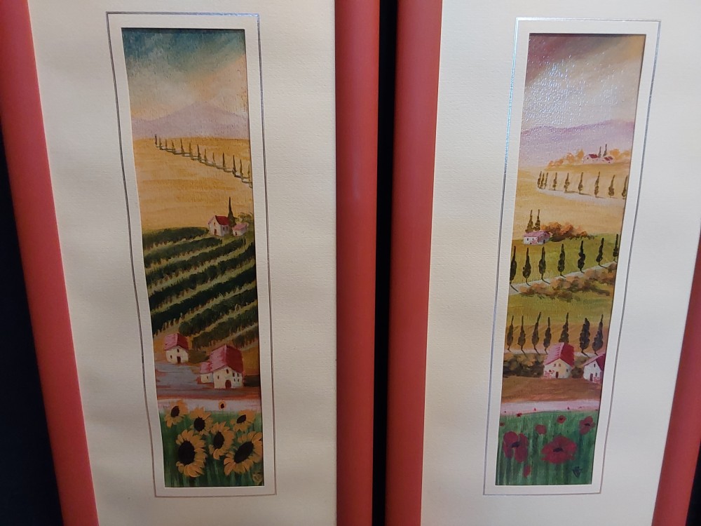 LOT DE 3 TABLEAUX PAYSAGE TOURNESOLS/ COQUELICOTS/ SAPINS