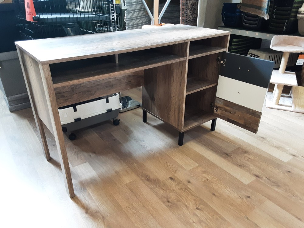 BUREAU 1PORTE COLORIS BOIS ET BICOLORE GRIS BLANC