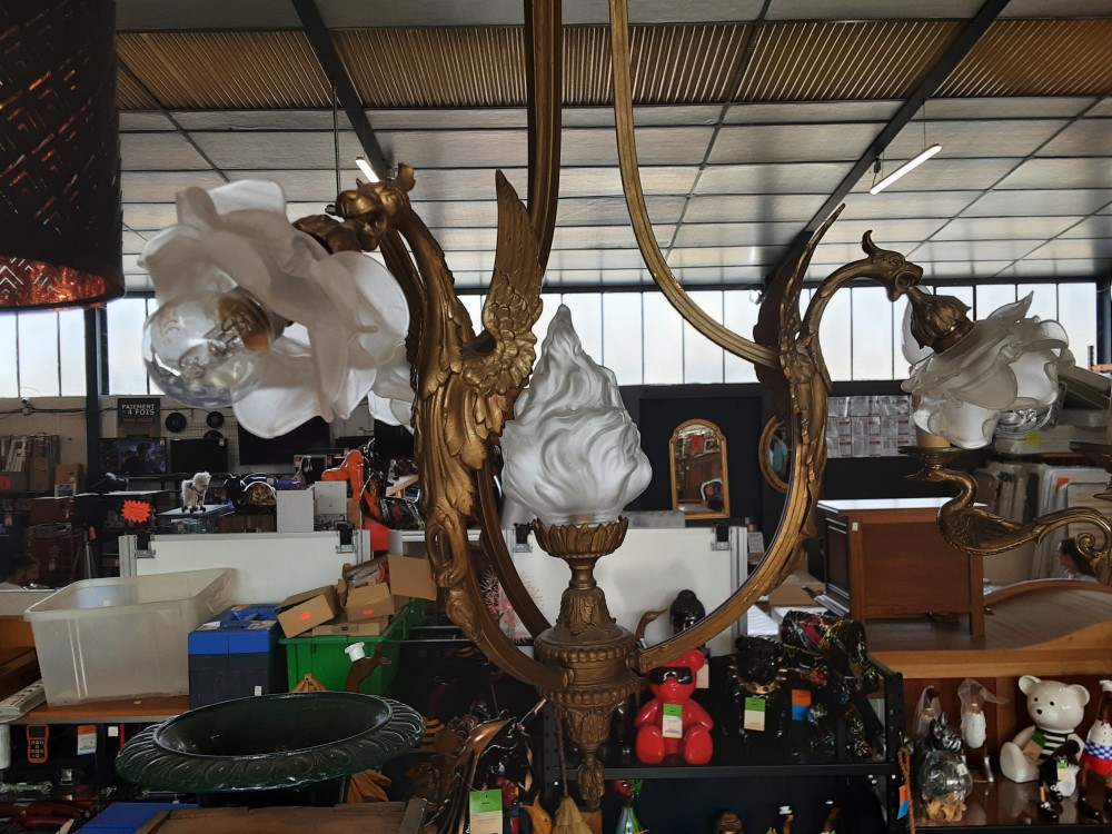 LUSTRE 4 FEUX EN BRONZE