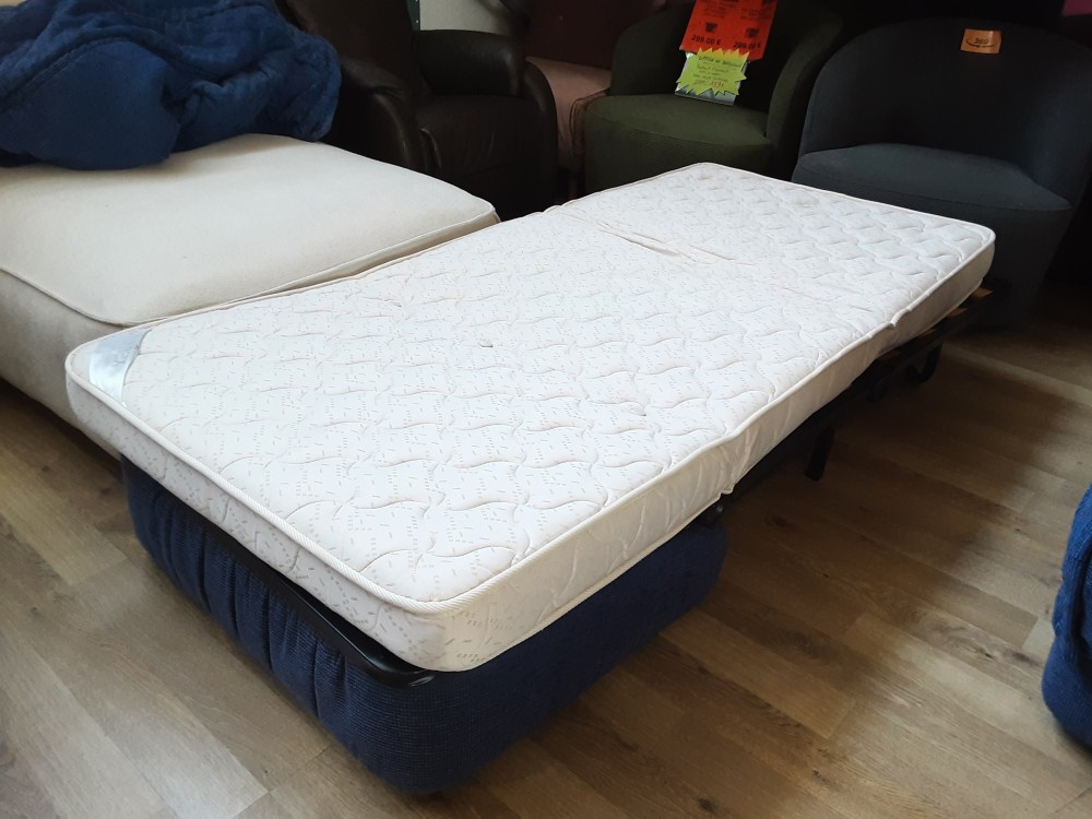 FAUTEUIL BZ 1 PLACES AVEC 2 ACCOUDOIRS TISSU BLEU
