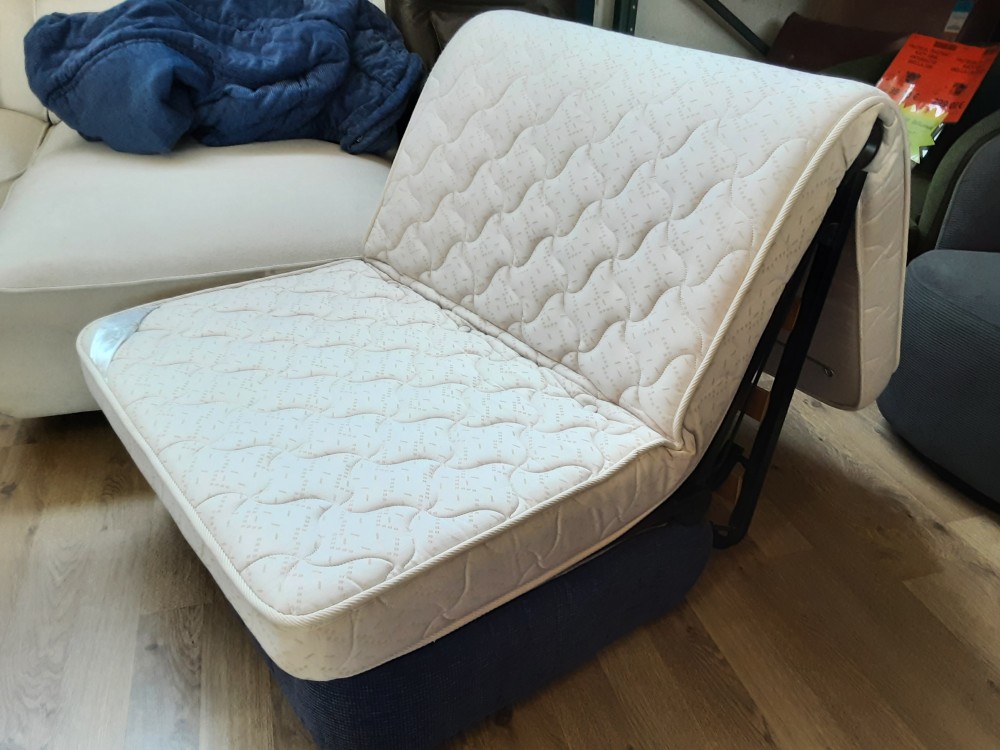FAUTEUIL BZ 1 PLACES AVEC 2 ACCOUDOIRS TISSU BLEU