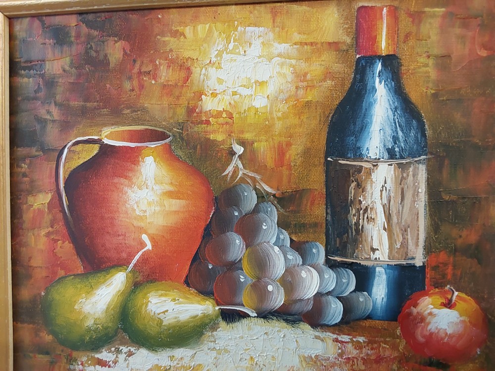 TABLEAU CHROMO NATURE MORTE CADRE DORE