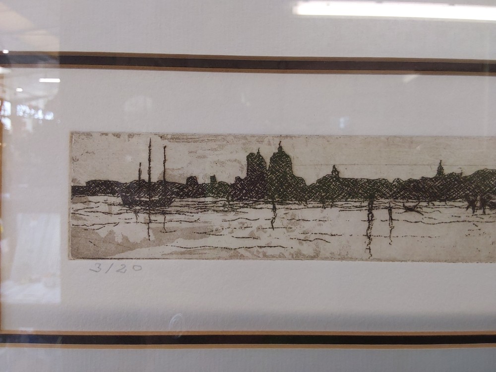 TABLEAU CADRE DORE GRAVURE CANAL DE LA GUIDECCA