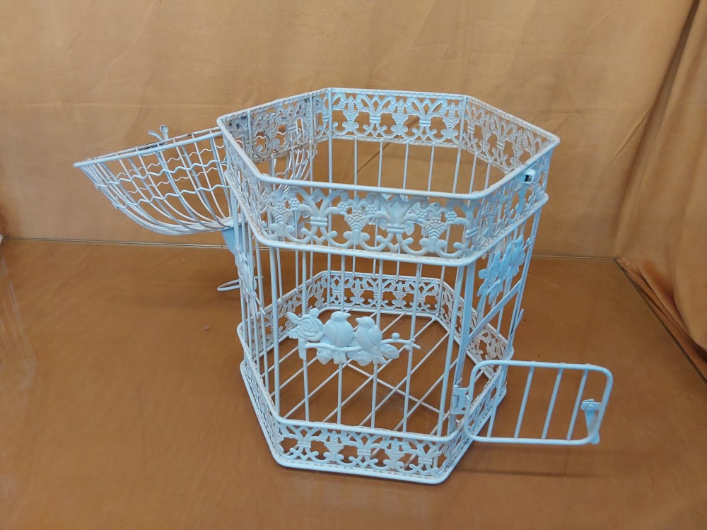 CAGE OISEAUX BLANC OCTOGONALE GM METAL - VK4ZH-AW