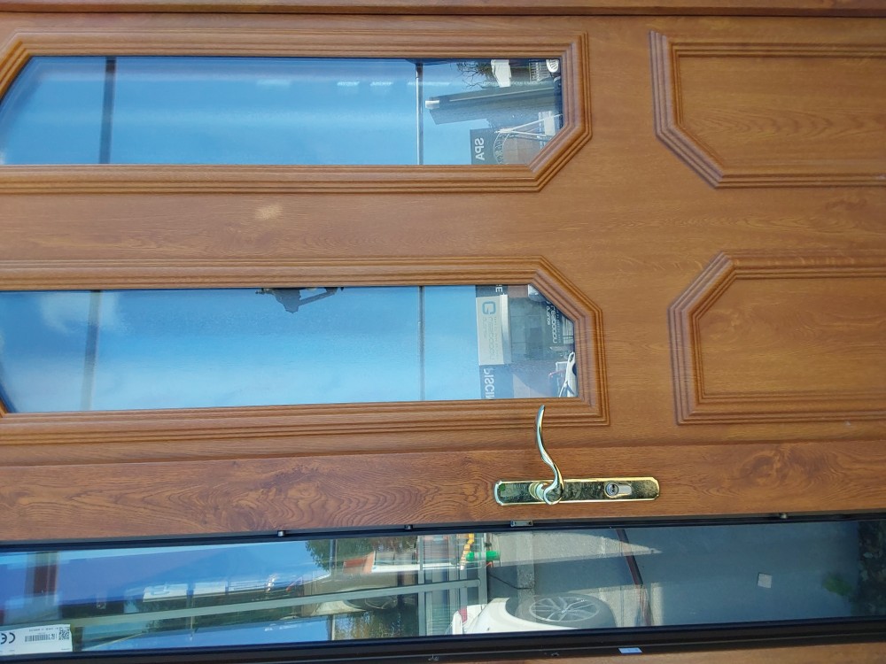 PORTE D'ENTRÉE + CADRE + SERRURE EN PVC IMITATION BOIS