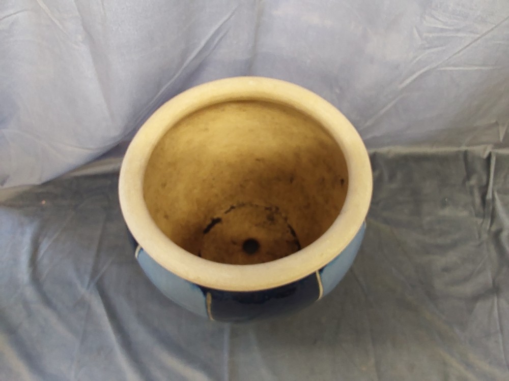 CACHE POT BLEU TERRE CUITE GM
