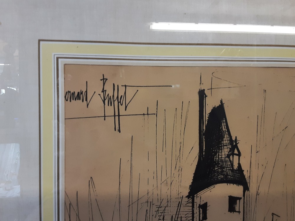 TABLEAU GRAVURE BERNARD BUFFET CADRE DORE
