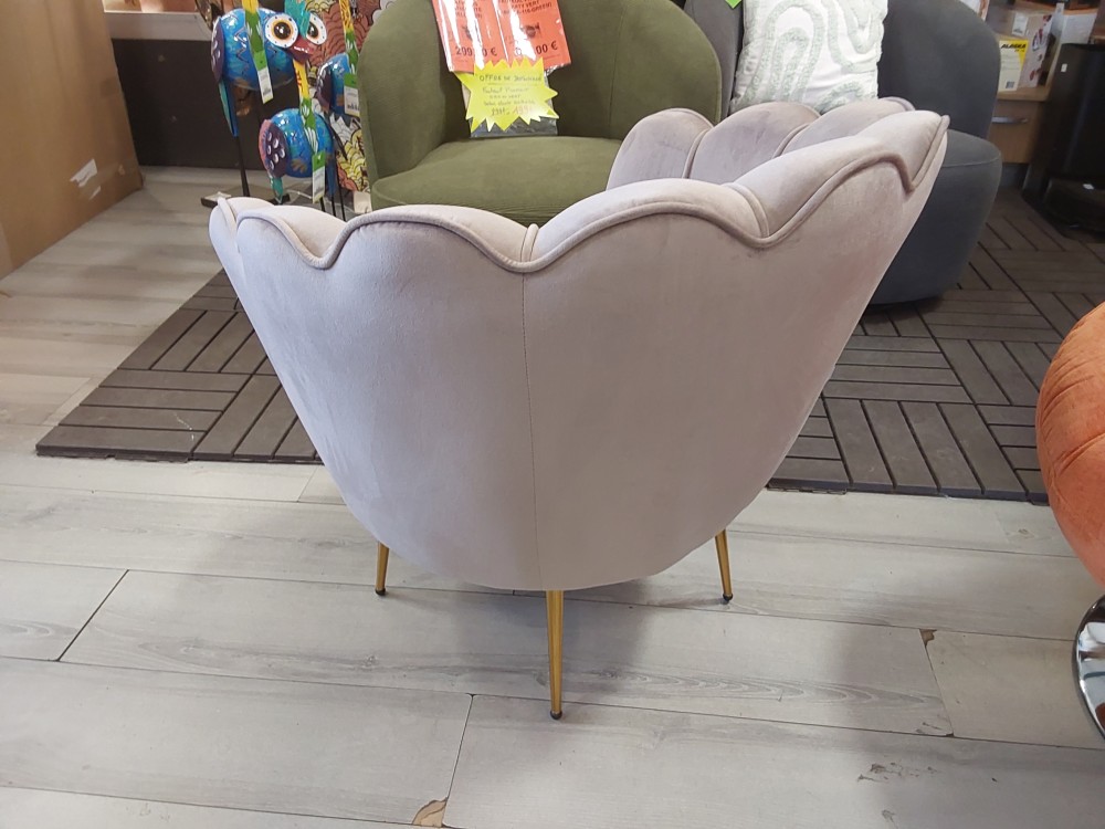 FAUTEUIL COQUILLAGE VELOURS GRIS (99993-1213693) 2ÈME CHOIX